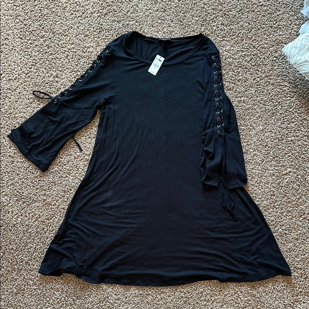 Express Black Bell-Sleeve Dress